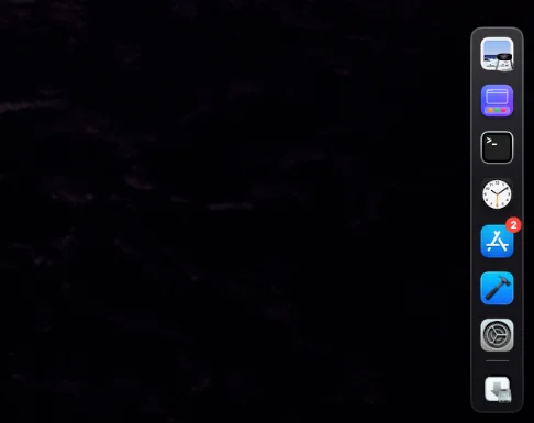 Vertical bar on a side edge